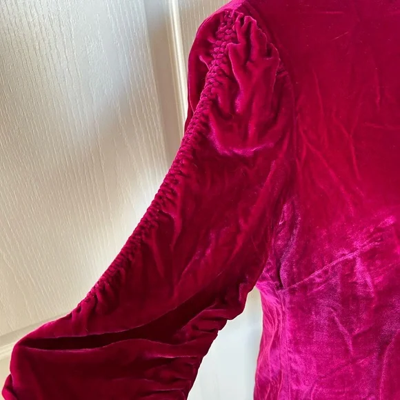 Rebecca Taylor Ruched Sleeves Velvet Top - Picture 6 of 7